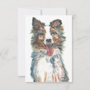 Flat Thank You Card- Dog- Australian Shepherd