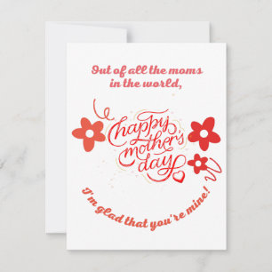 Flat Thank You Card, mothers day Card