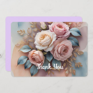 Flat Thank You Card with flowers background