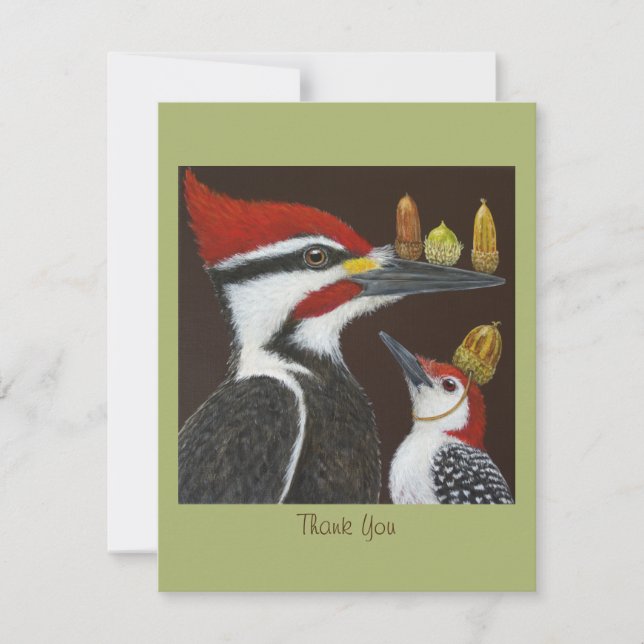 Flat Thank you card with woodpeckers (Front)