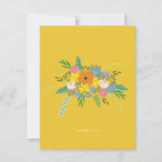 Flat Thank You Card - Yellow Botanical