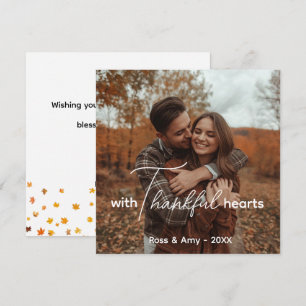 Flat Thanksgiving Card,Elegant Lettering Custom Thank You Card