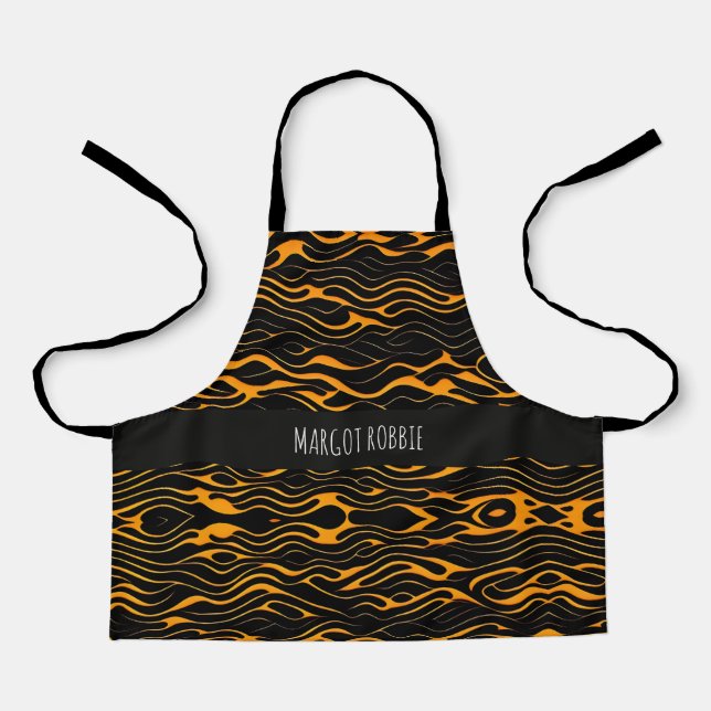 Flat Waves Yellow Monochromatic  Pattern Apron (Front)
