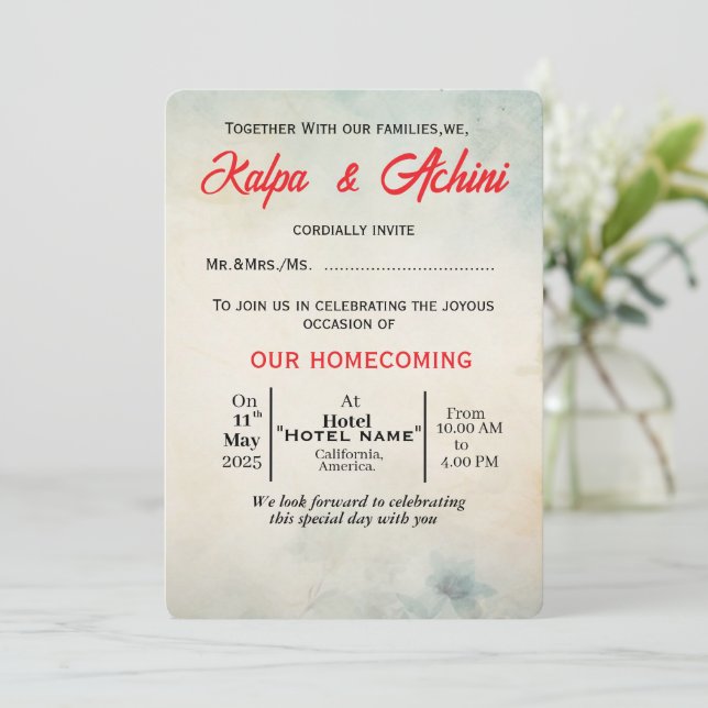 Flat wedding invitation Card (Standing Front)