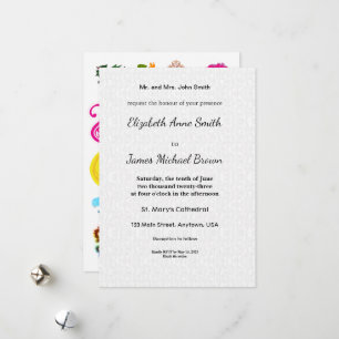 Flat Wedding Invitation Cards   Floral Fun