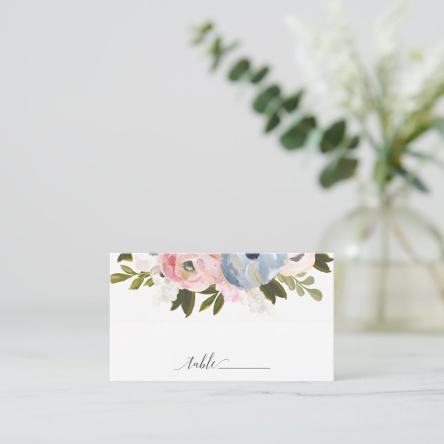 Flat Wedding Place Card Dusty Floral (Standing Front)