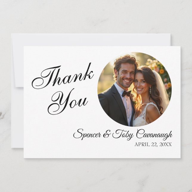 Flat Wedding Thank You Card | Custom with Photo  (Front)