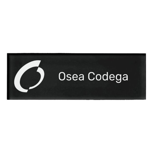 Flat White Black Background Name and Logo Tag (Front)