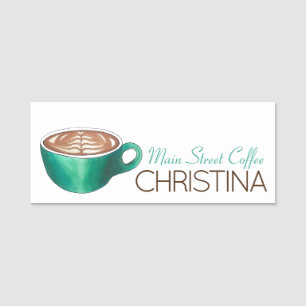 Flat White Latte Cappuccino Coffee Shop Barista Name Tag