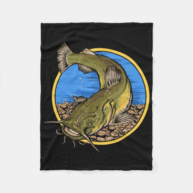 Flathead Catfish Fishing  Fleece Blanket (Front)