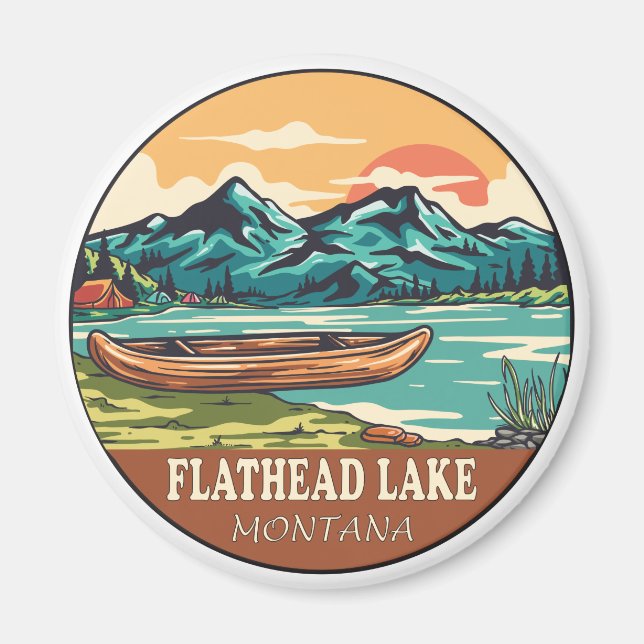 Flathead Lake Montana Boating Fishing Emblem Magnet (Front)