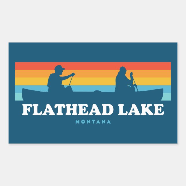 Flathead Lake Montana Canoe Rectangular Sticker (Front)