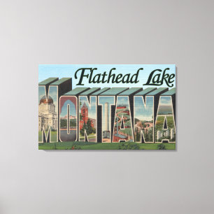 Flathead Lake, Montana - Large Letter Scenes Canvas Print