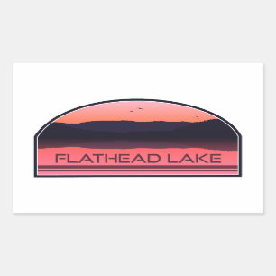 Flathead Lake Montana Red Sunrise Rectangular Sticker