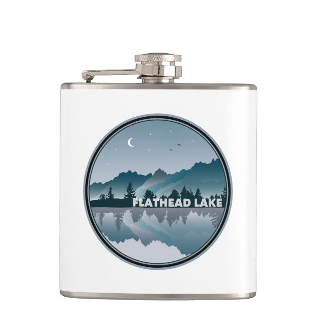 Flathead Lake Montana Reflection Hip Flask (Front)