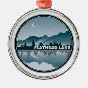 Flathead Lake Montana Reflection Metal Tree Decoration