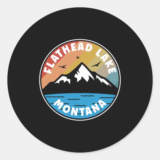 Flathead Lake - Montana Vintage Classic Round Sticker (Front)