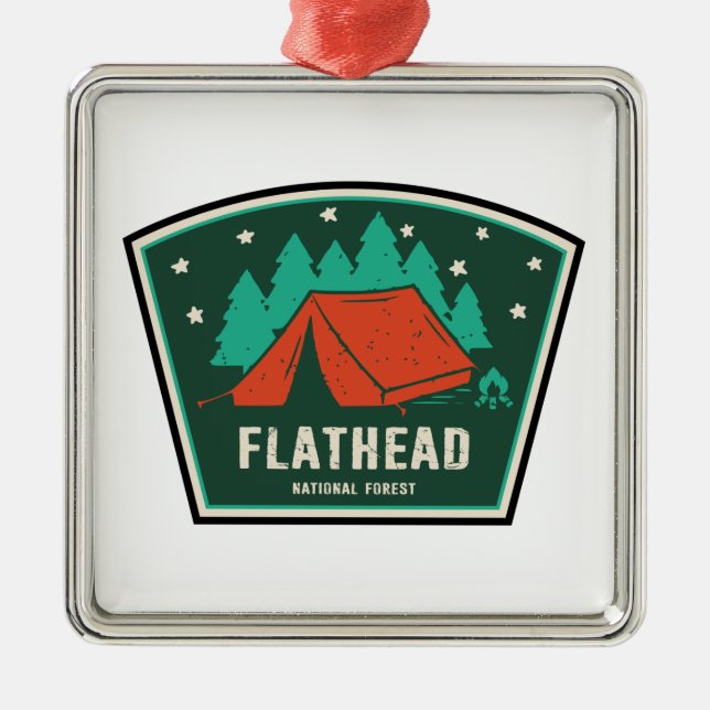 Flathead National Forest Camping Metal Tree Decoration (Front)