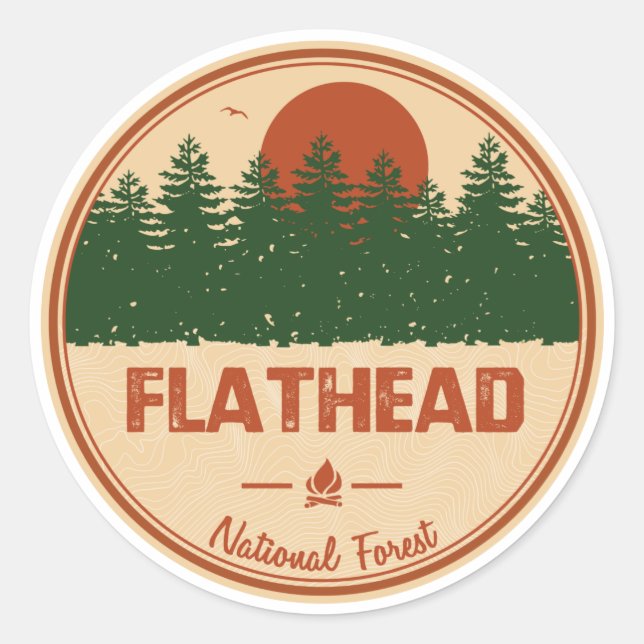Flathead National Forest Classic Round Sticker (Front)