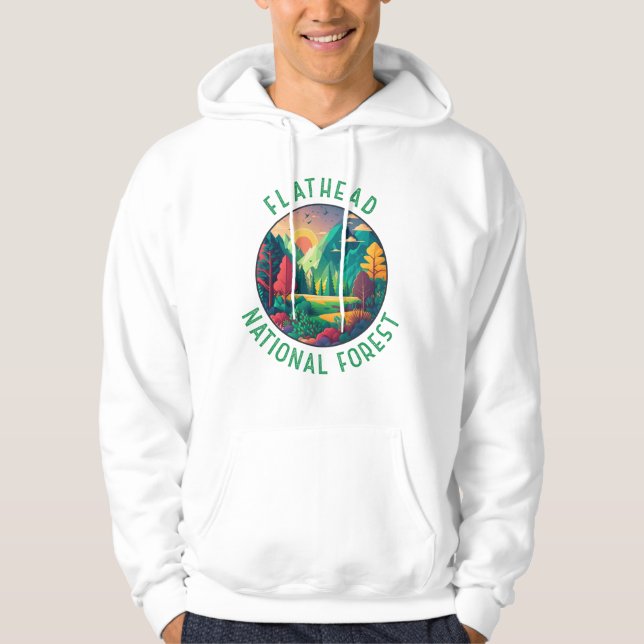 Flathead National Forest Montana Distressed Circle Hoodie (Front)