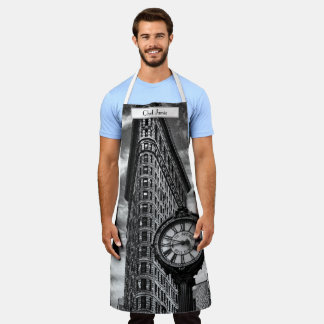 Flatiron Building and Clock in Black and White 1C2 Apron