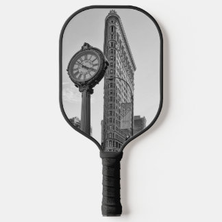 Flatiron Building and Clock in Black and White 2 Pickleball Paddle