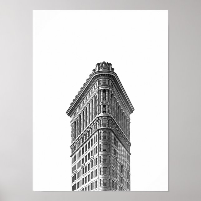 Flatiron Building Black & White Minimalist Poster (Front)