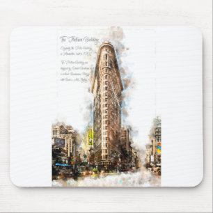 FlatIron Building Watercolor Mouse Pad