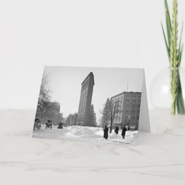Flatiron Building Winter Scene, 1905 Holiday Card (Front)