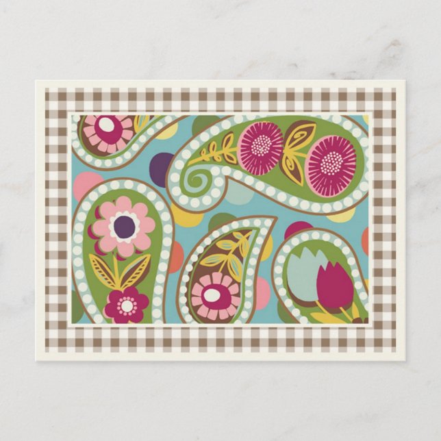 Flatter Paisley - Aqua- Postcard (Front)