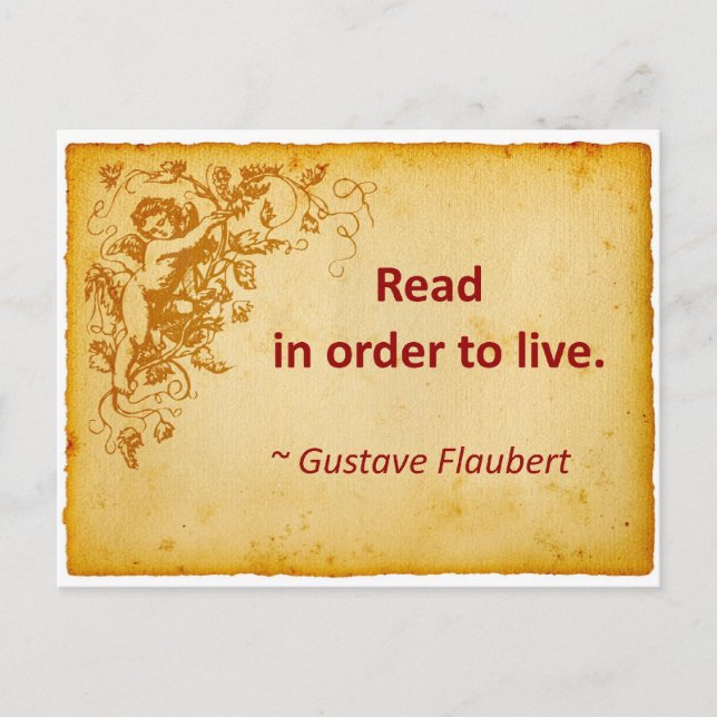 Flaubert Quote on Reading Postcard (Front)