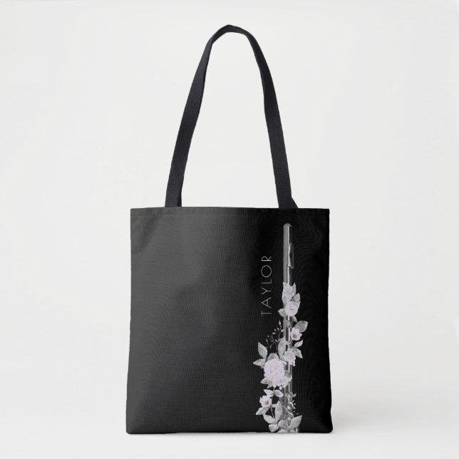 flautist floral decor tote bag (Front)