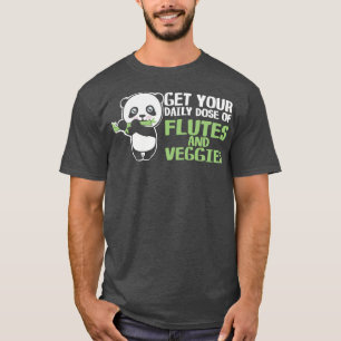 Flautist Vegetables Cute Panda Vegan Bamboo Flute  T-Shirt