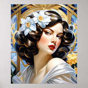 Flavia Art Nouveau Group Mucha Style Poster