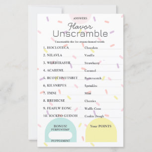 Flavor Frenzy Word Scramble ANSWER KEY