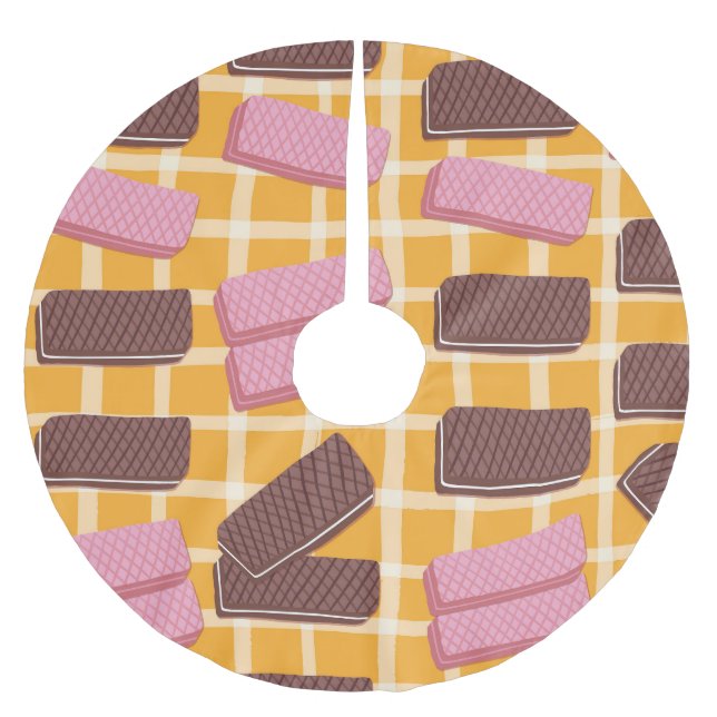 Flavoued Wafers Seamless Background Brushed Polyester Tree Skirt (Front)