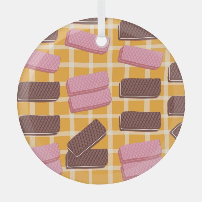 Flavoued Wafers Seamless Background Glass Tree Decoration (Front)