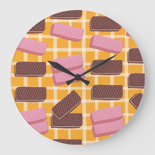 Flavoued Wafers Seamless Background Large Clock (Front)