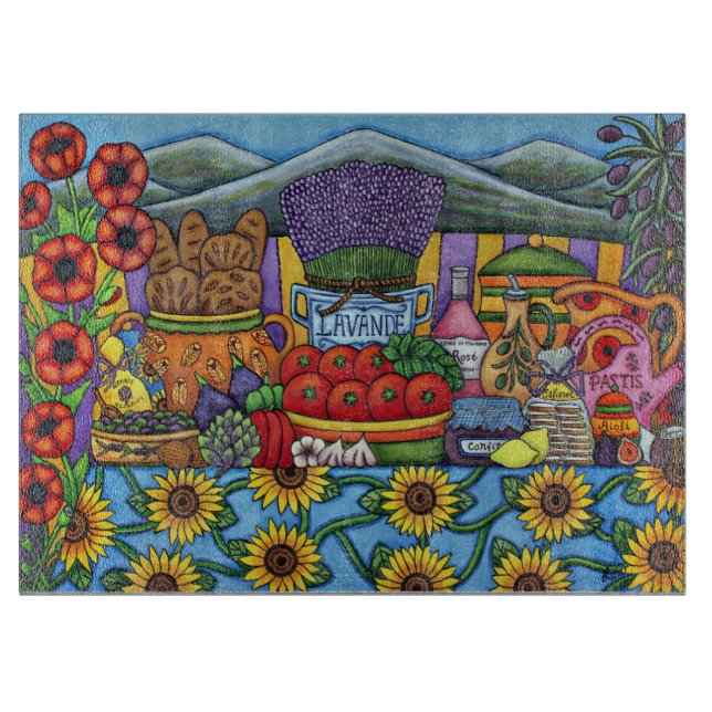 Flavours of Provence Decorative GlassCutting Board (Front)