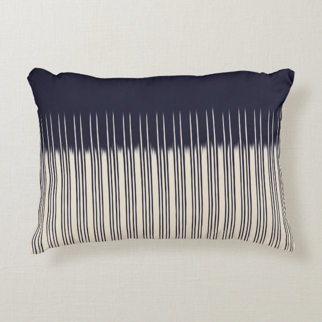 Flax/Deep Blue Stylish Stripe Pattern Decorative Cushion (Front)
