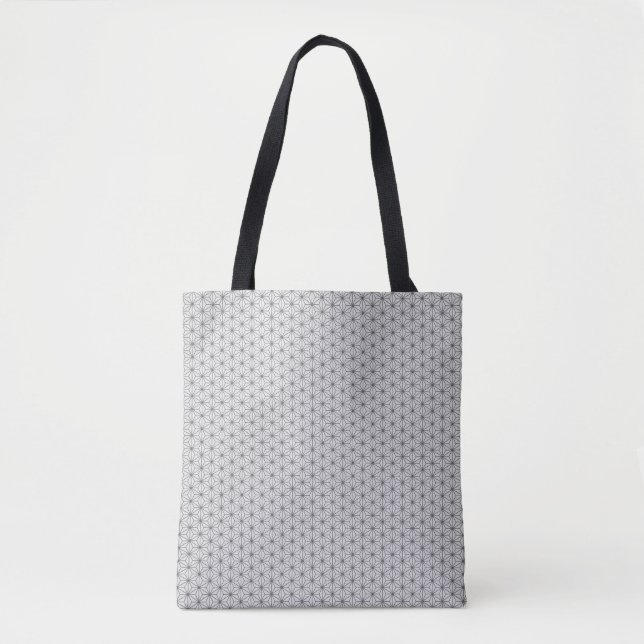 Flax-leaf black line pattern traditional japanese tote bag (Front)