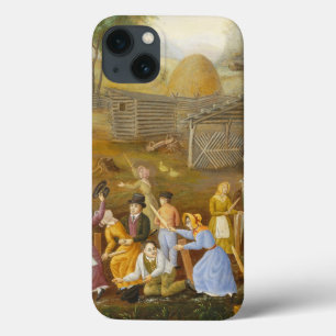 Flax Scutching Bee, 1885 (oil on bed ticking) iPhone 13 Case