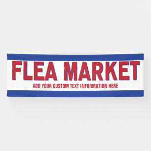 Flea Market sign red and blue with custom text
