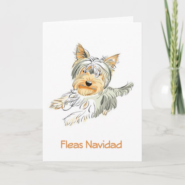 Fleas Navidad Cute Terrier Christmas Card (Front)