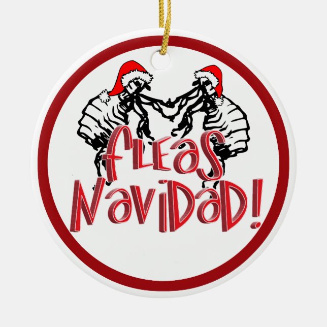 Fleas Navidad - Dancing Christmas Fleas Ceramic Tree Decoration (Front)