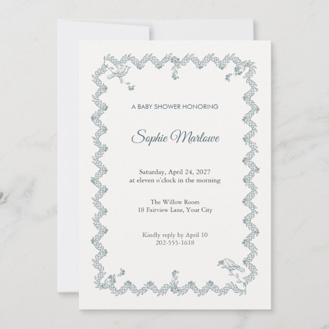 Fledgling Aviary Baby Shower Invitation (Front)
