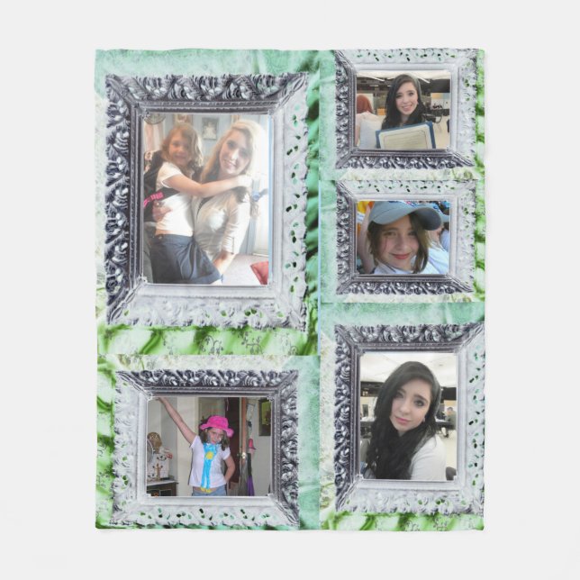 Fleece Blanket 5 Silver Frame Photo Inserts (Front)