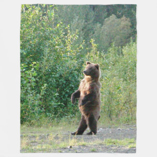 Fleece Blanket 60x80 of standing grizzly bear