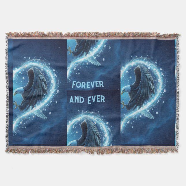 Fleece Blanket Bald Eagle Heart Forever and Ever 2 (Front)