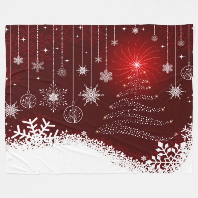 Fleece Blanket/Christmas Tree and Lights (Front (Horizontal))
